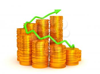 Royalty Free Clipart Image of Earnings and Success Coin Graph