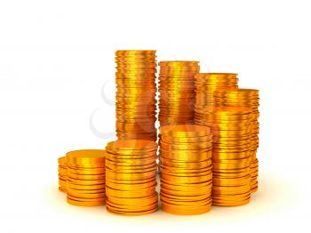 Royalty Free Clipart Image of Stacks of Coins