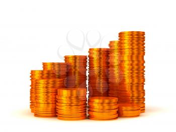 Royalty Free Clipart Image of Earnings and Success Coin Graph