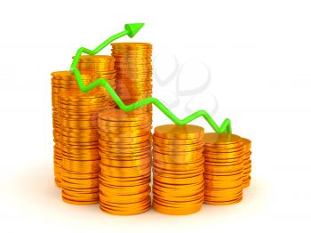 Royalty Free Clipart Image of Earnings and Success Coin Graph