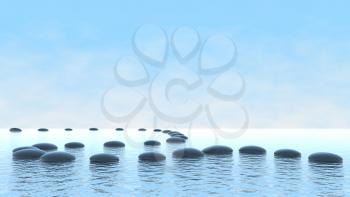 Royalty Free Clipart Image of Pebbles on Water