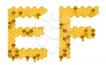 Royalty Free Clipart Image of the Letters E and F in Honey