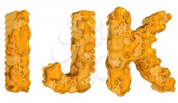 Royalty Free Clipart Image of the Letters I, J and K in Honey