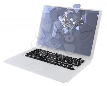 Royalty Free Clipart Image of a Broken Laptop