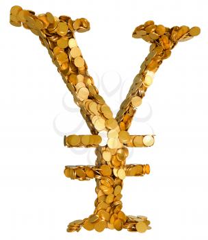 Royalty Free Clipart Image of a Yen Currency Symbol Made of Coins