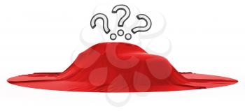 Royalty Free Clipart Image of a Car Covered With Question Marks