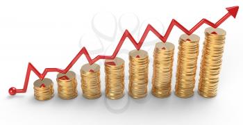 Royalty Free Clipart Image of Earnings and Success Coin Graph