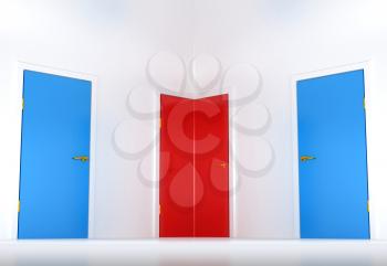 Royalty Free Clipart Image of Three Doors