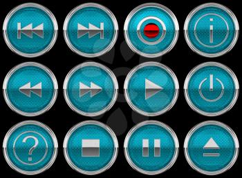 Royalty Free Clipart Image of Blue Control Panel Buttons