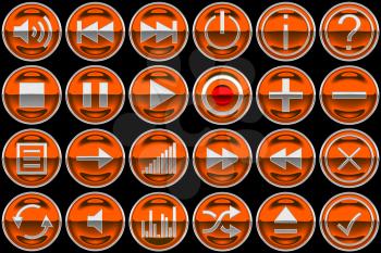 Royalty Free Clipart Image of Orange Control Panel Buttons