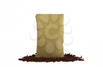 Royalty Free Clipart Image of Sacking Pack on Coffee Beans