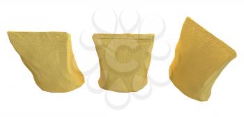 Royalty Free Clipart Image of Three Golden Packs for Coffee or Tea