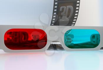 Royalty Free Clipart Image of 3D Film and Cinema Glasses