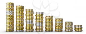 Royalty Free Clipart Image of Stacks of Coins