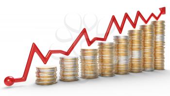 Royalty Free Clipart Image of Earnings and Success Coin Graph