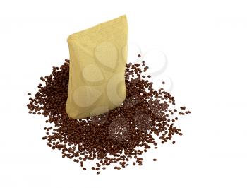 Royalty Free Clipart Image of Sacking Pack on Coffee Beans