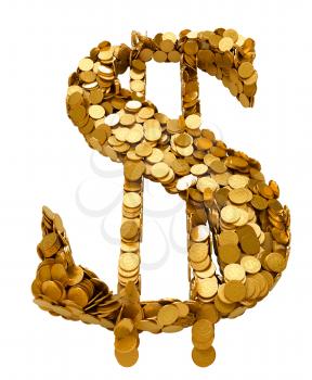 Royalty Free Clipart Image of a Dollar Sign Made of Coins