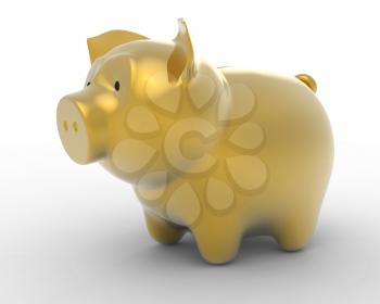 Royalty Free Clipart Image of a Gold Piggy Bank