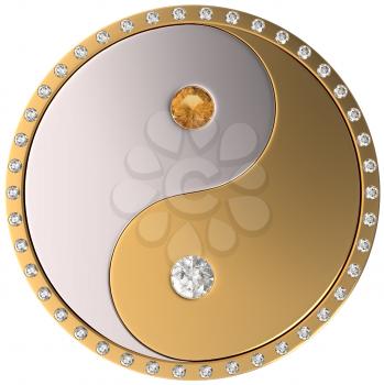 Royalty Free Clipart Image of Diamond Yin and Yang