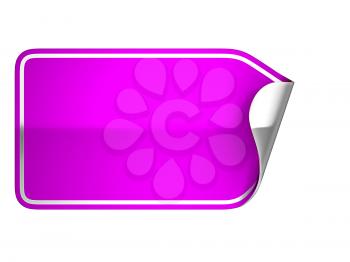 Magenta sticker or label over white background