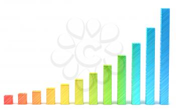 Statistics and analysis: gradient diagram or chart over white background