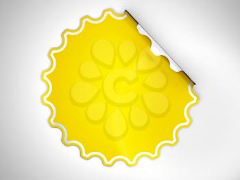 Round Yellow hamous sticker or label over grey spot light background