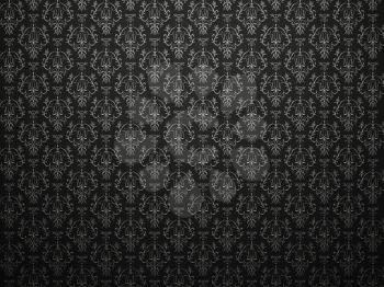 Alligator skin black background with impression victorian pattern. large resolution