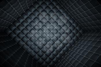 Segregation or Isolation. Soft room concept. Black stitched leather pattern