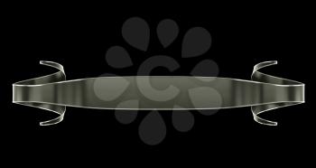 Black glossy emblem or label with curles isolated on black