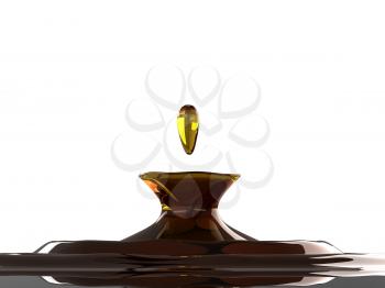 Drinks: closeup of tea drop with ripples and waves isolated on white. Large resoluiton