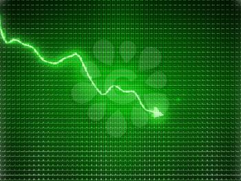 Green trend graph as symbol of business contraction or financial crisis