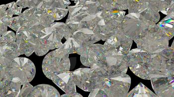 Large Diamonds and gemstones isolated on black background