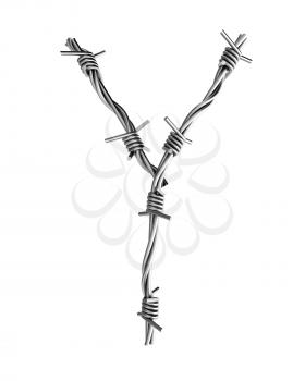 Royalty Free Clipart Image of a Barbed Wire Y