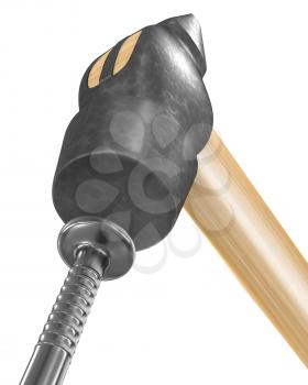 Royalty Free Clipart Image of a Hammer and Nail