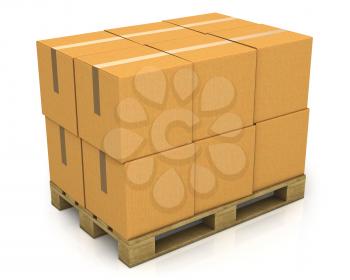 Royalty Free Clipart Image of Boxes on a Pallet