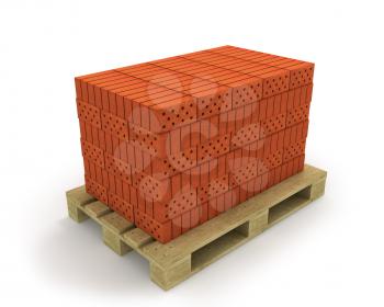 Royalty Free Clipart Image of Bricks on a Pallet