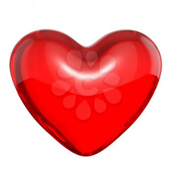 Transparent red candy heart, isolated on white background