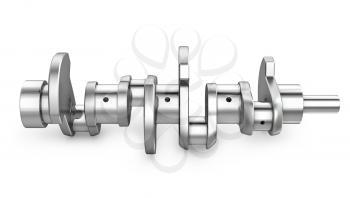 Shiny meta crankshaft, isolated on white background