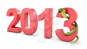 Green cobra 2013 new year symbol, isolated on white background