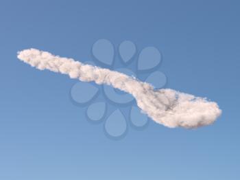 Spoon made of clouds on blue background