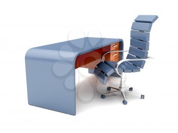 Royalty Free Clipart Image of a Chair and Desk