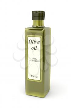 Olive oil bottle on white background