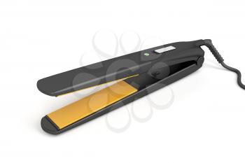 Ceramic hair straightener on white background