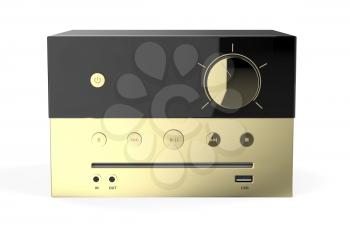 Front view of golden mini audio system