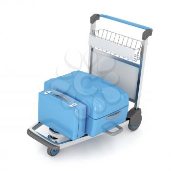 Royalty Free Clipart Image of an Airport Trolley With Luggage