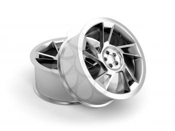 Alloy rims on white background