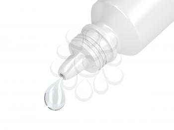 Eye drop in white plastic container