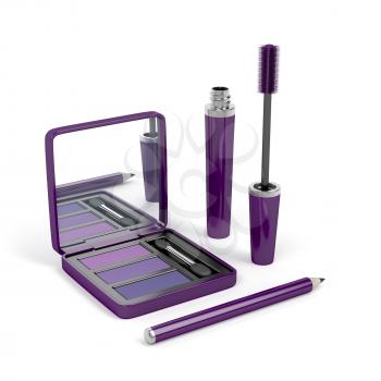 Eye make-up set with mascara, eye shadow and eye pencil