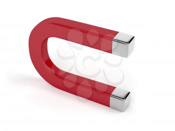 Horseshoe magnet on white background