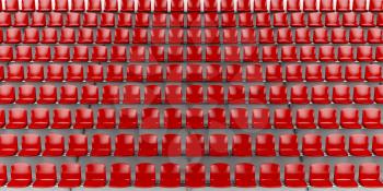 Red seats at the football stadium